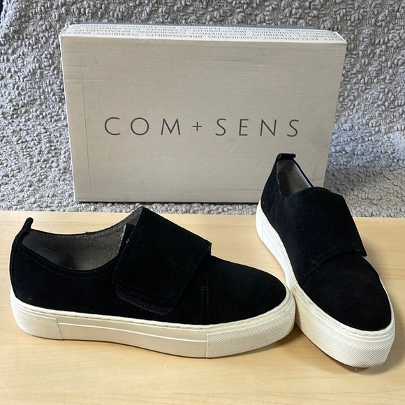 COM + SENS Shoes - COM & SENS ‘Lidda’ Black Suede Platform Sneaker